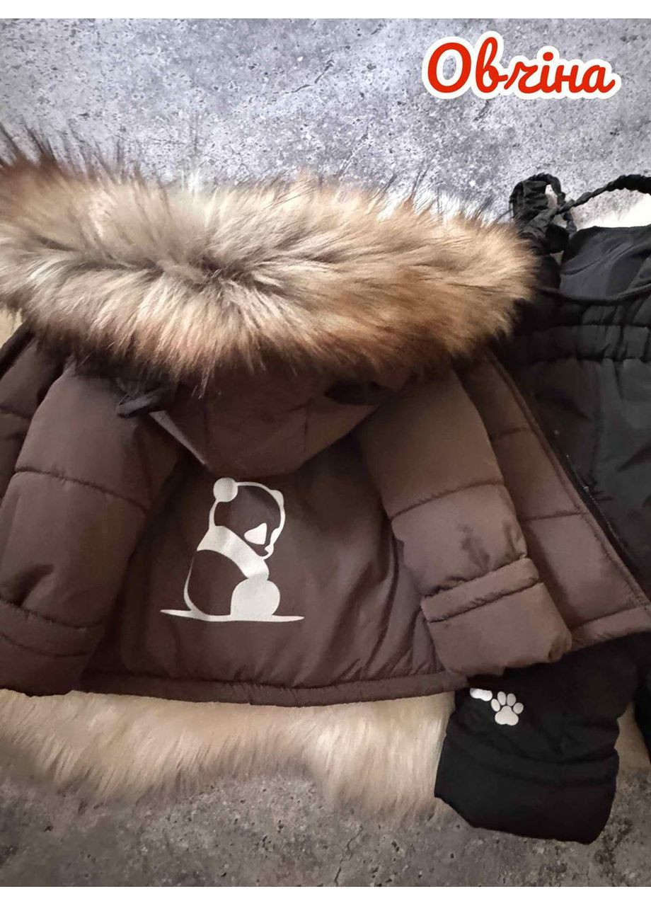 Коричнева зимня комбінезон зимовий на овчині для дітей від 2 до 6 років хлопчиків і дівчаток дитячий роздільний комбез на зиму 92 No Brand