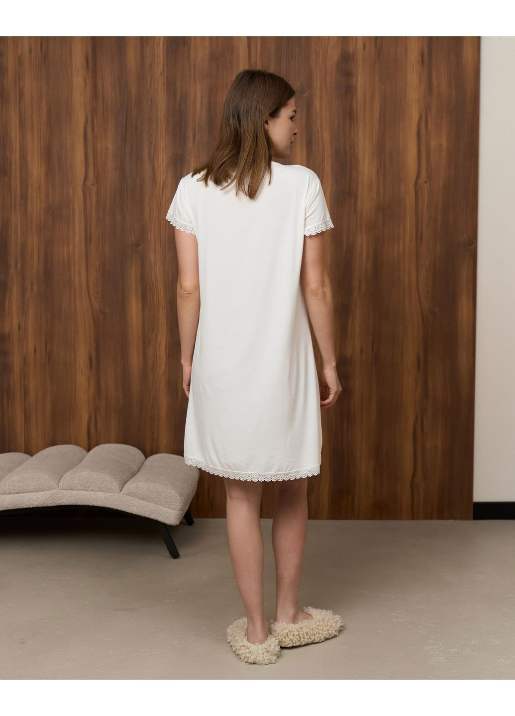 Ночная рубашка женская короткий рукавчик однотонная бамбук черная Nicoletta (366973058)