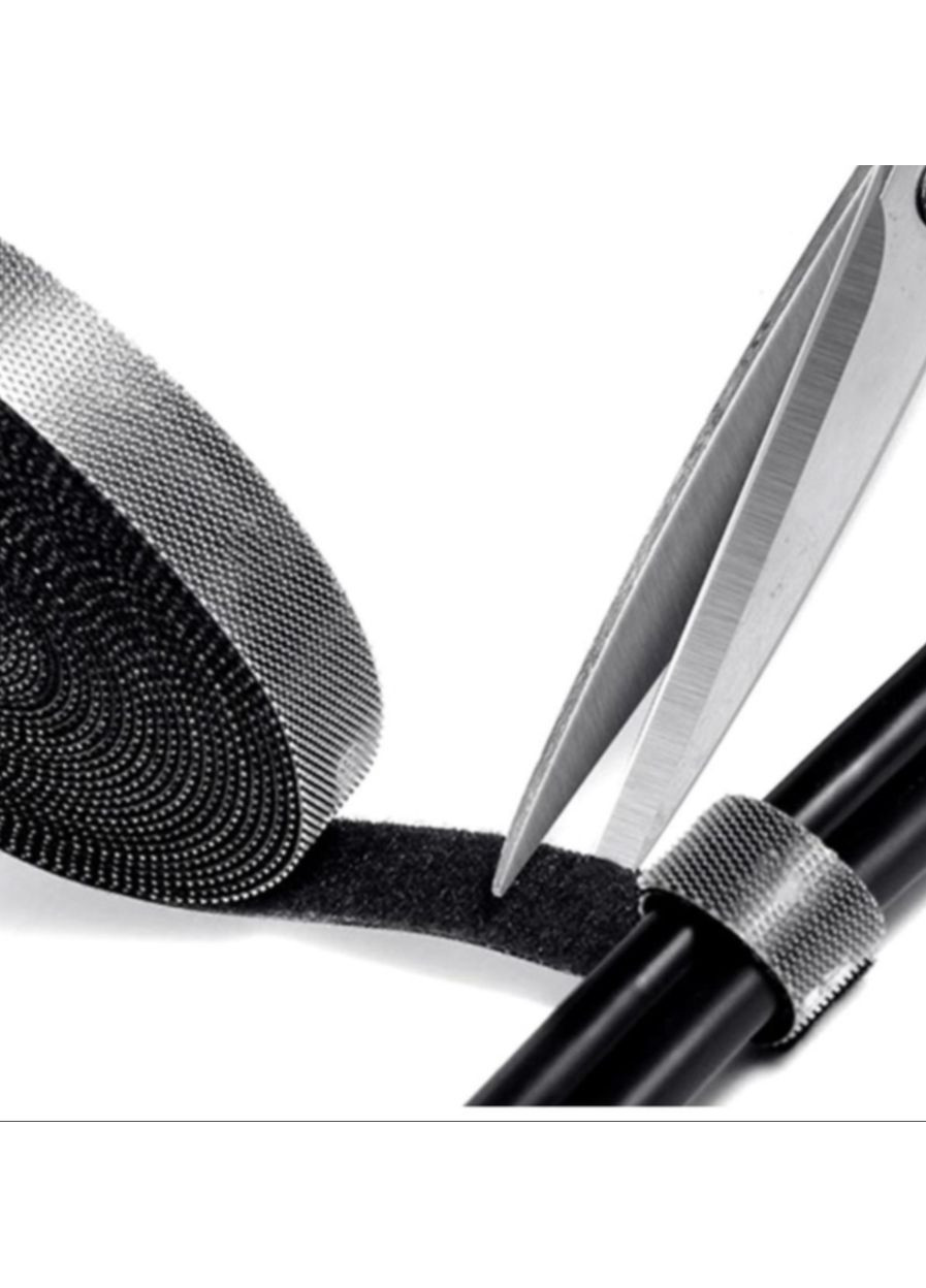 Органайзер для кабелю стрічка стяжка-липучка 5 м × 25 мм Чорний Neon (354821975)