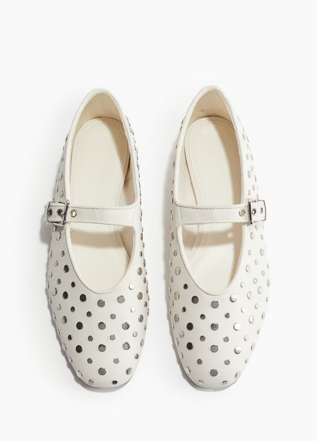 Женские балетки H&M | светло-бежевые однотонные искусственная кожа (302671948)