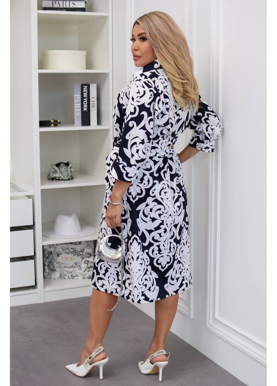 Чорно-білий повсякденний, кежуал жіноча сукня -сорочка сукня-сорочка Style Point однотонна