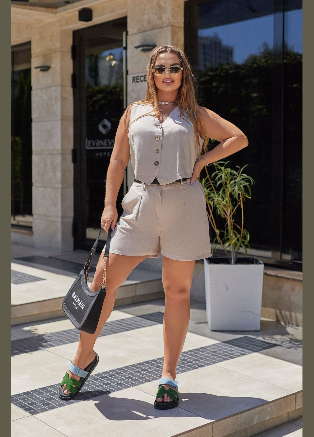 Літній жіночий костюм з шортами з льону Fashion Girl Aspen (300075406)