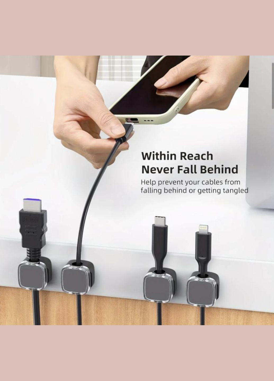 Фиксатор кабеля магнитный органайзер клипса держатель для провода самоклеящийся 1 шт Черный Velcro (340276154)