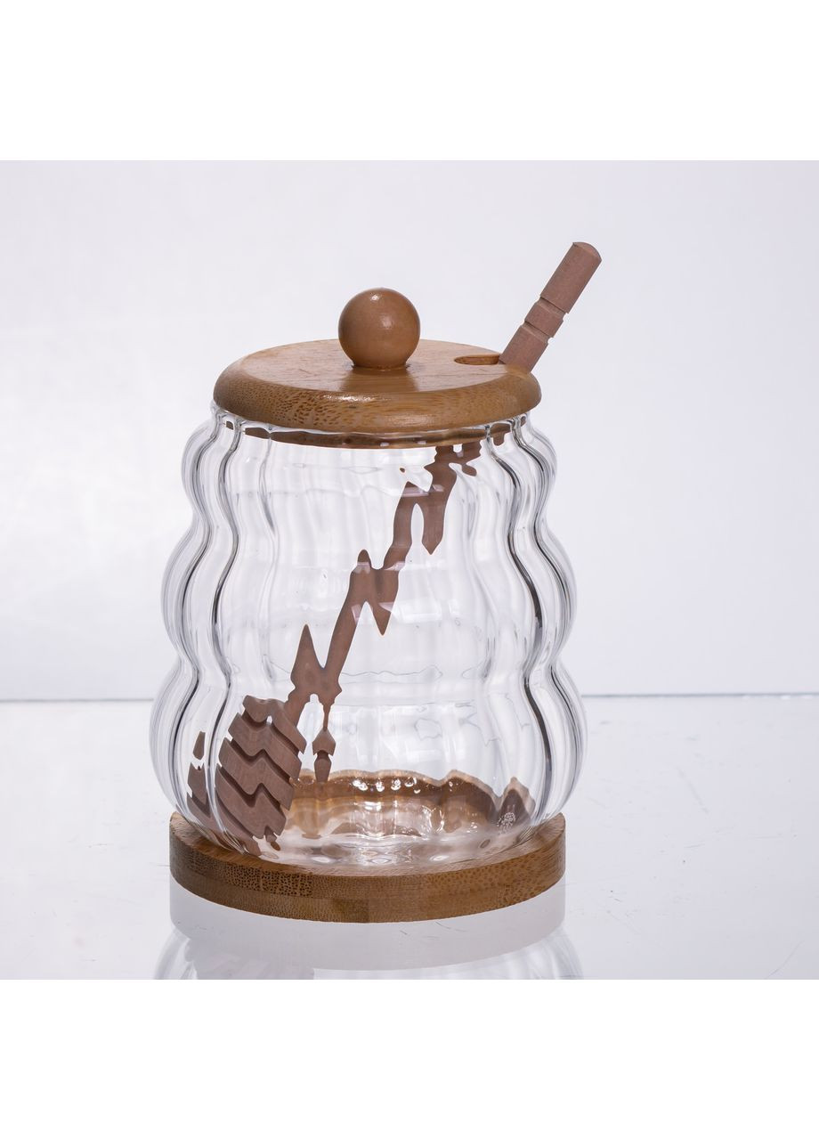 Медовниця скляна з кришкою та ложкою 320 (мл) медовниця баночка для зберігання меду 64486-9 Yiwu (369446739)