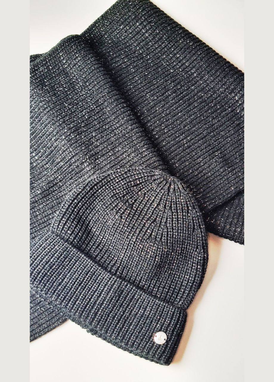 Комплект шапка + шарф для жінки 387705 чорний Esmara (277923028)