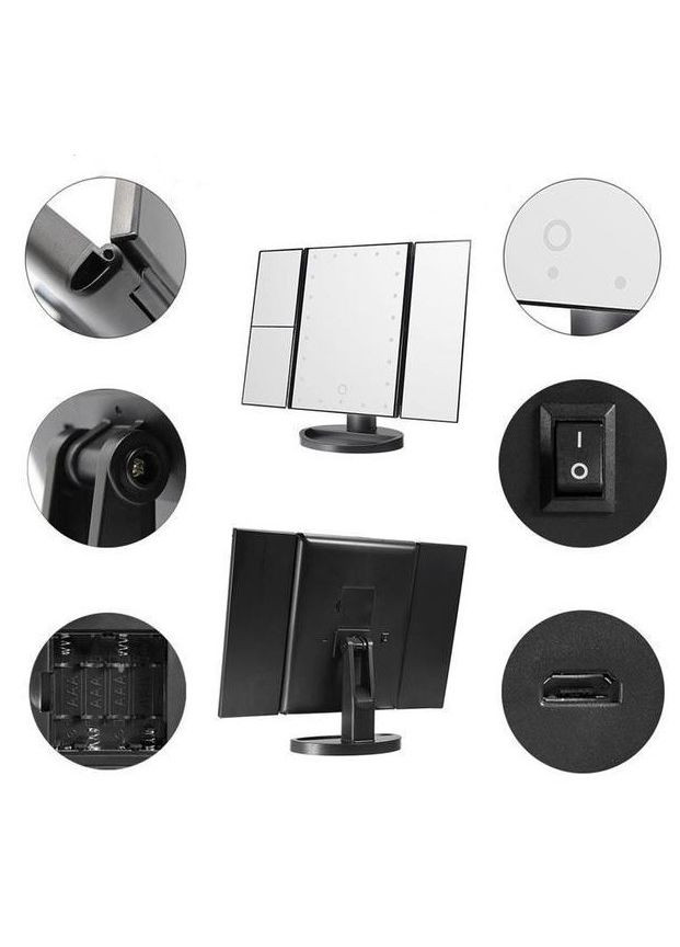 Настольное зеркало Led Mirror для макияжа с подсветкой тройное (1756374683) No Brand (331863825)