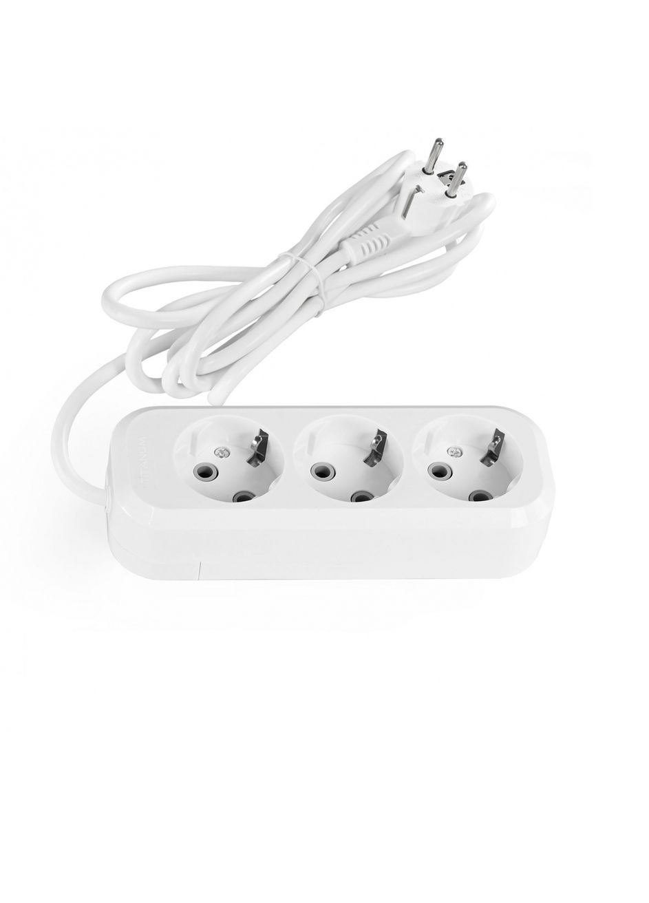 Подовжувач мережевий із заземленням 3 гнізда 3м (3x1.5мм) білий STANDARD Titanum (334299359)