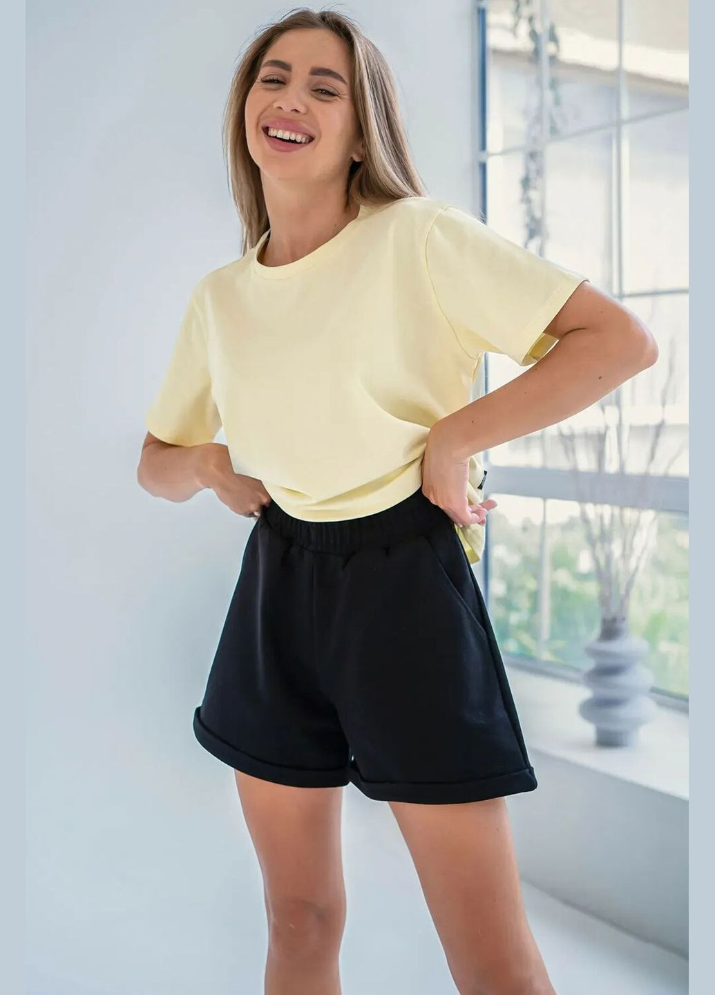 Женские шорты Wide Черные Teamv (337115761)