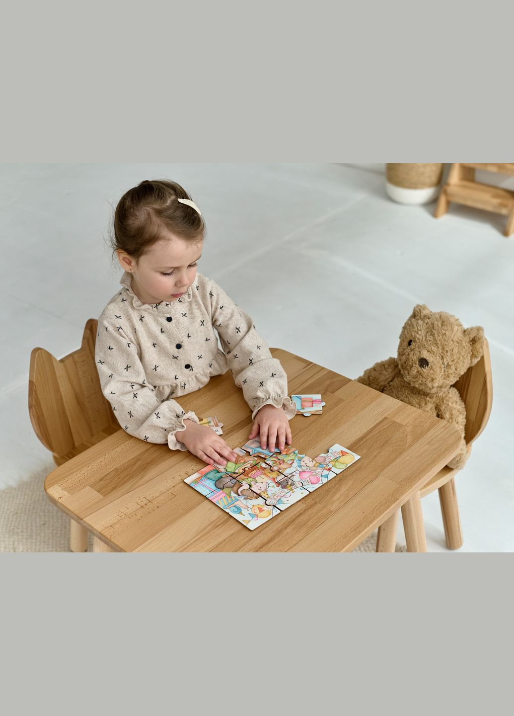 Детский столик и 2 стульчика Cat для детей 4-7 лет Натуральний Tatoy (292312764)