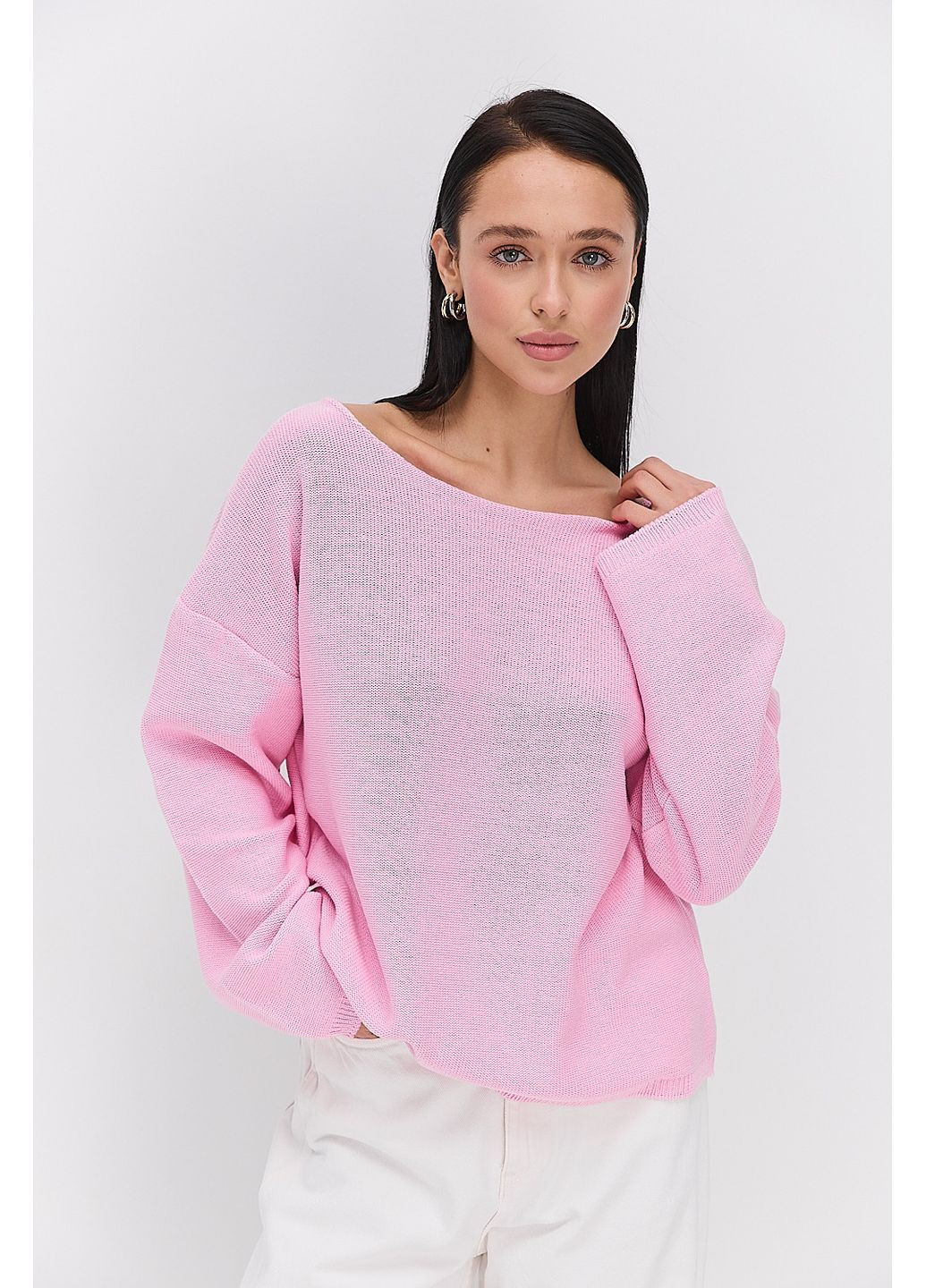 Жіночий вязаний джемпер oversize чорний Arjen (370601790)