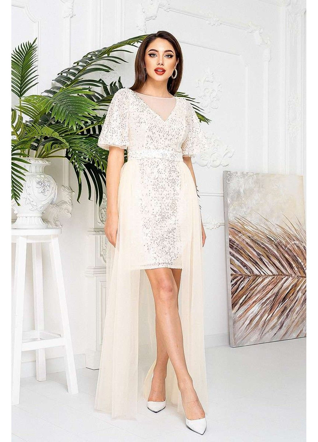 Білий коктейльна сукня знімна спідниця 21033 біла Tanita-Romario