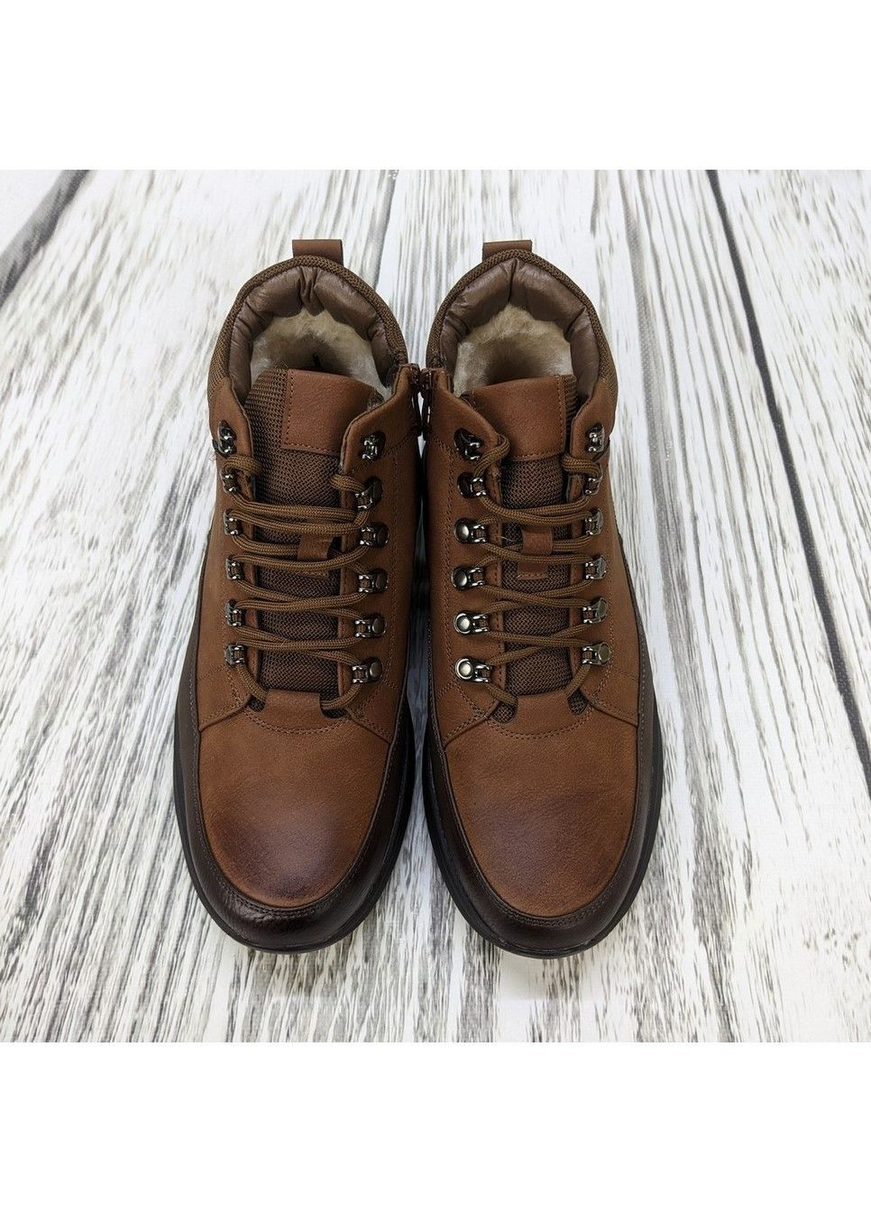 Коричневые зимние ботинки зимние мужские на меху Fashion