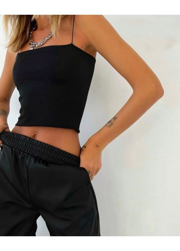 Женские черные джогеры из экокожи 42-46 и 48-52 Діва (362536048)