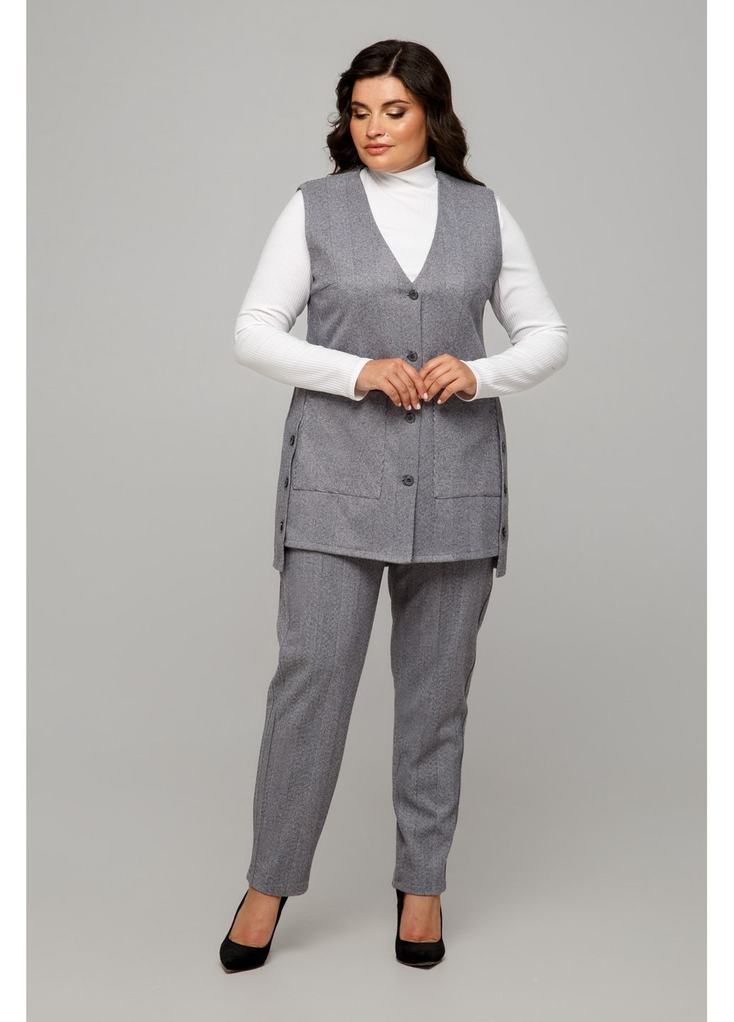 Серый женский жилет прямого силуэта из кашемира all posa (ap101670p) A'll Posa - всесезон