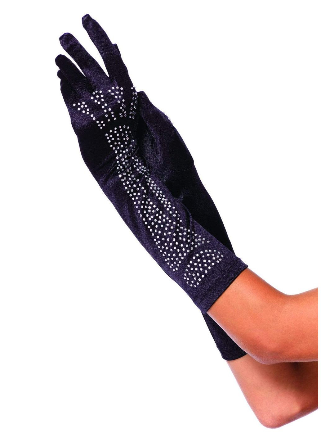 Чорний демісезонний рукавички зі стразами skeleton bone elbow length gloves від rhinestone, чорні o\s Leg Avenue