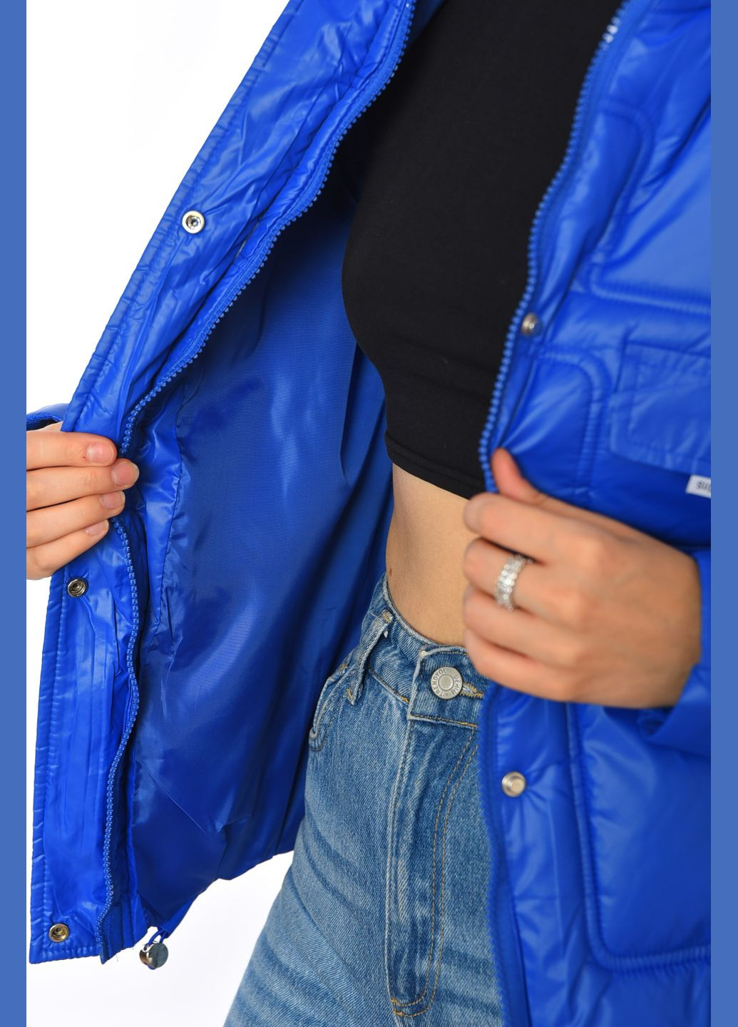 Синяя демисезонная куртка женская демисезонная синего цвета Let's Shop