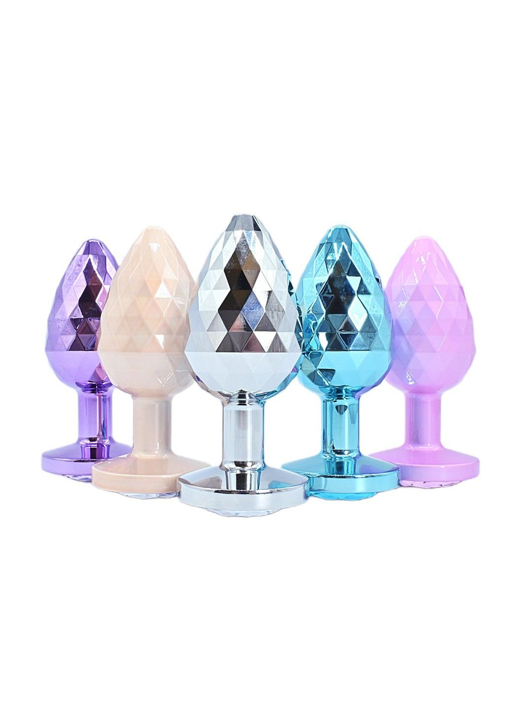 Набор анальных пробок из медицинского сплава с фасетной огранкой и кристаллом We Love (323658622)