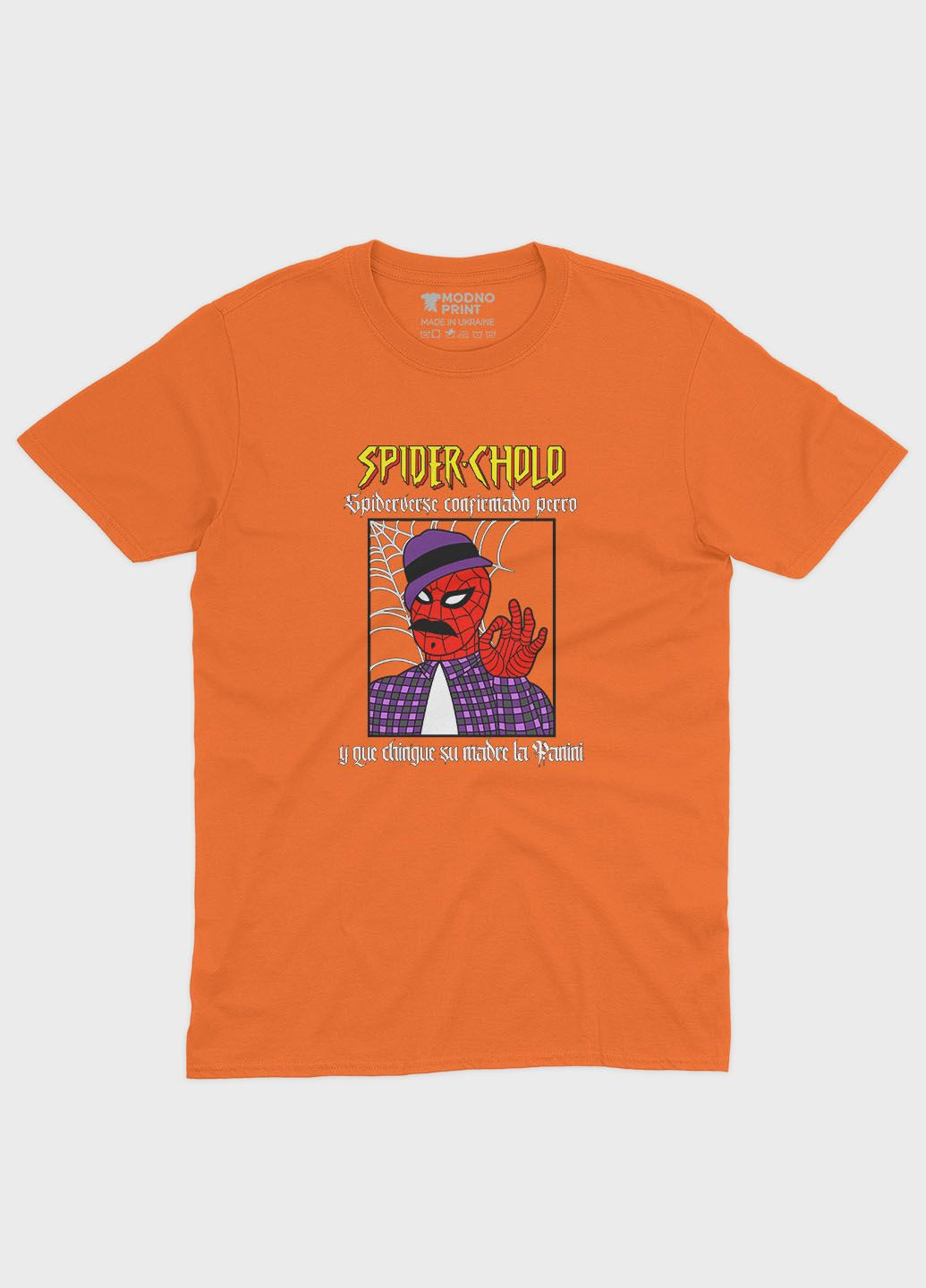 Оранжевая демисезонная футболка для мальчика с принтом супергероя - человек-паук (ts001-1-ora-006-014-099-b) Modno