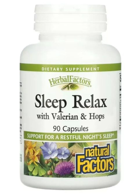Herbal Factors Sleep Relax with Valerian & Hops 90 Caps Natural Factors (300109346)