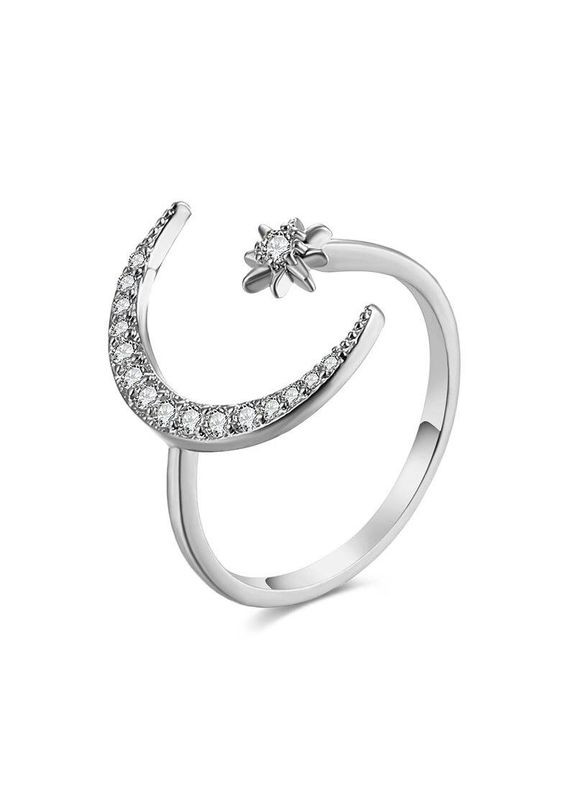 Кільце Зірка і Місяць каблучка з камінням цирконій регульоване кристали No Brand (340463664)