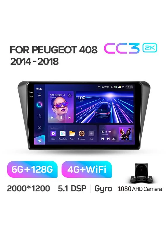 Штатна магнітола CC3 2K 6+128 Gb Peugeot 408 2014-2018 10" Teyes (378897426)