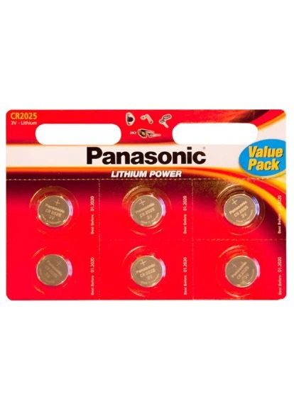 Батарейка CR 2025 * 6 LITHIUM (CR-2025EL/6B) Panasonic (394053585)