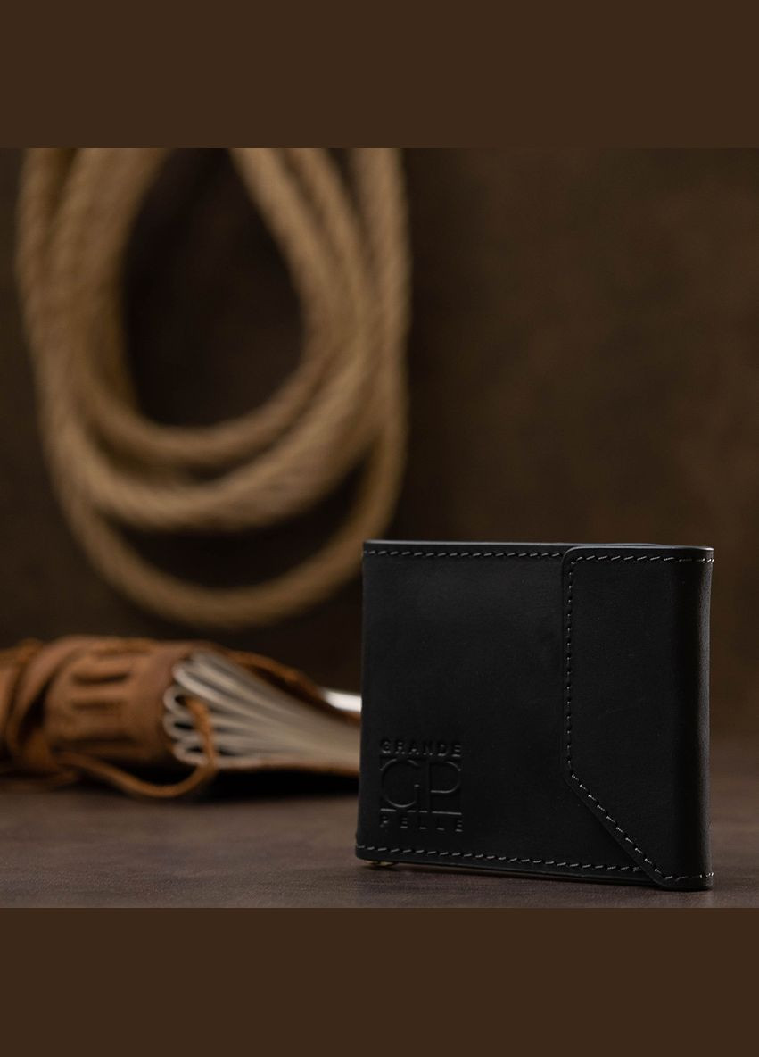 Чоловічий практичний затиск для грошей 11404 Чорний Grande Pelle (329149396)