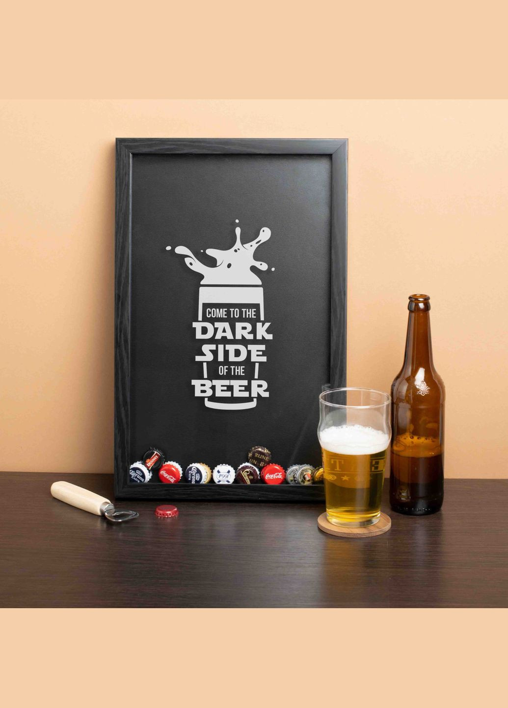 Рамка-копілка для пивних кришок "Come to the dark side of the beer" (BD-beer-07) black-black BeriDari (269992738)