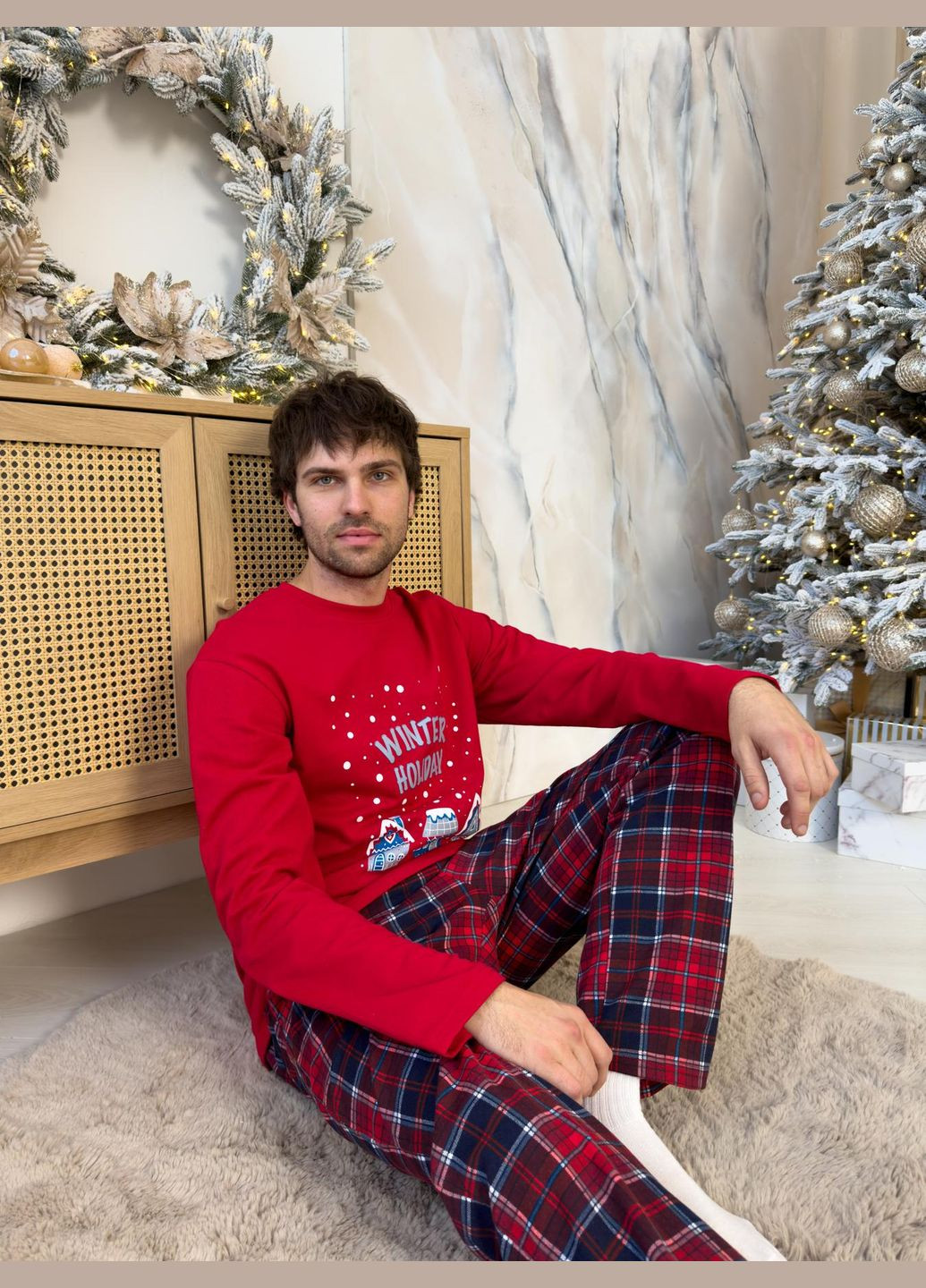 Пижама мужская новогодняя теплая "Winter Holiday", красно-синий Cosy (352769752)