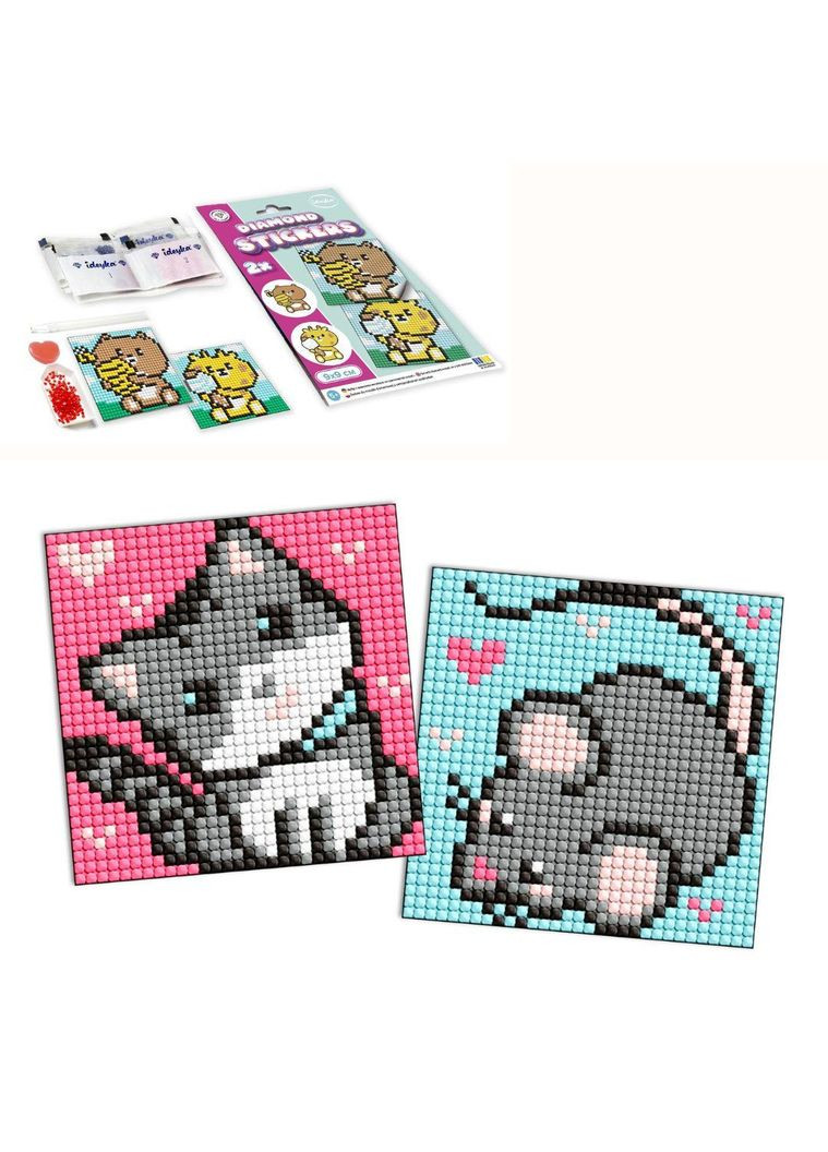 Набір з алмазною мозаїкою на самоклеючій основі для дітей "Сірі друзі" 9x9см Ідейка (332944685)