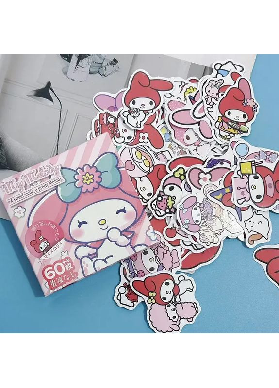 Набор наклеек, стикеров My Melody Май Мелоди наклейки 60+3 шт Sanrio (363054197)