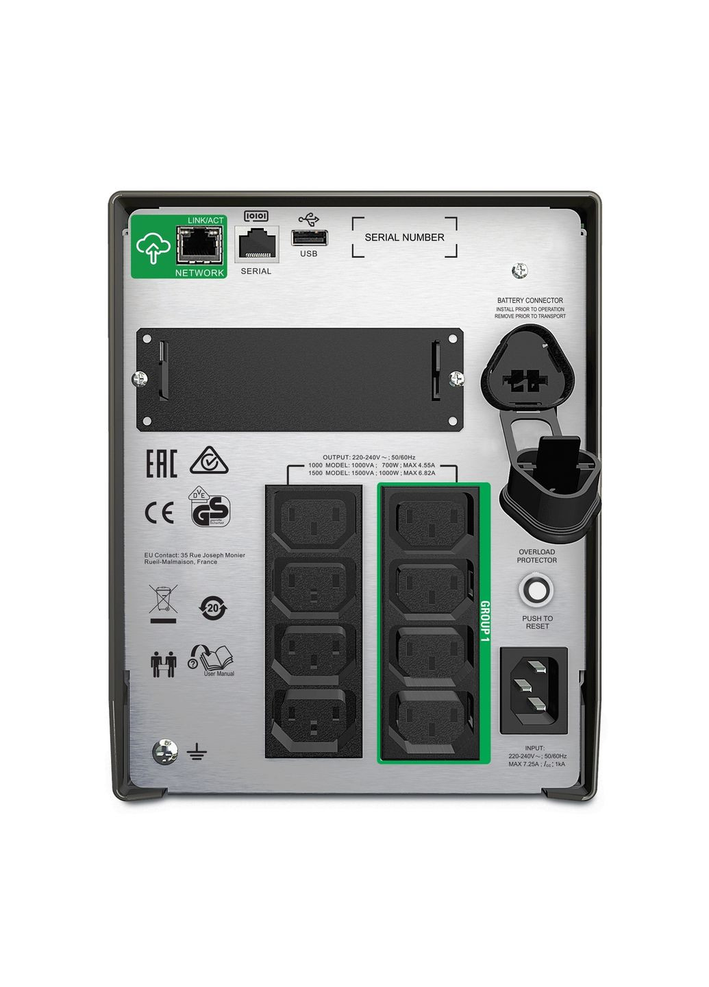 Джерело безперебійного живлення 700W/1000VA LCD SmartConnect SMT1000IC APC (360422869)