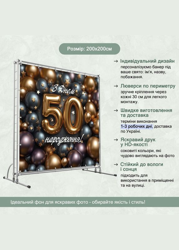 Баннер для фотозоны "С Днем рождения" | 2.0×2.0 м | Праздничный фон №42113 Vinylpex (360979479)