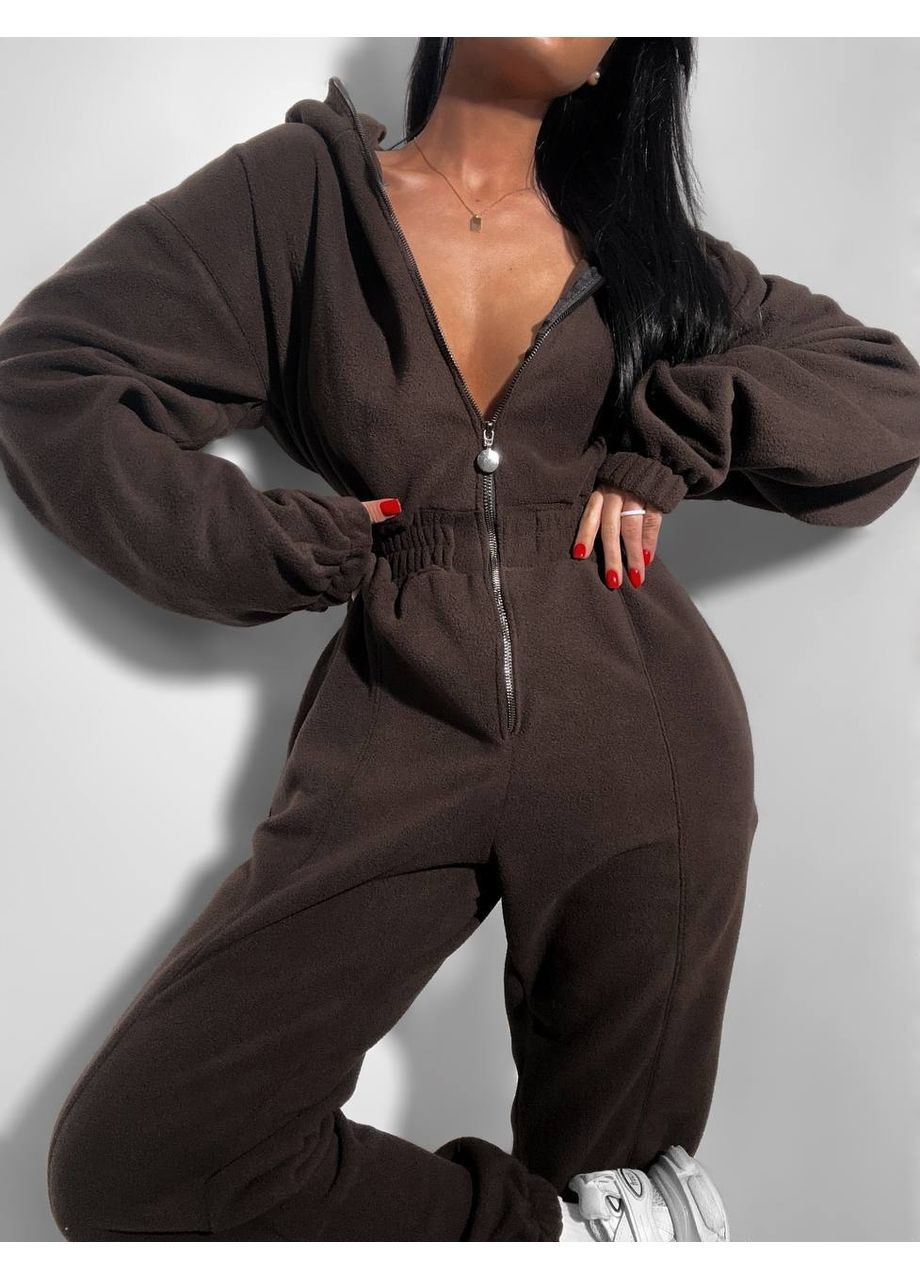 Комбінезон з двостороннього флісу – ЗАМІРИ В ОПИСІ DK/DL Мода без кордонів однотонний коричневий повсякденний фліс