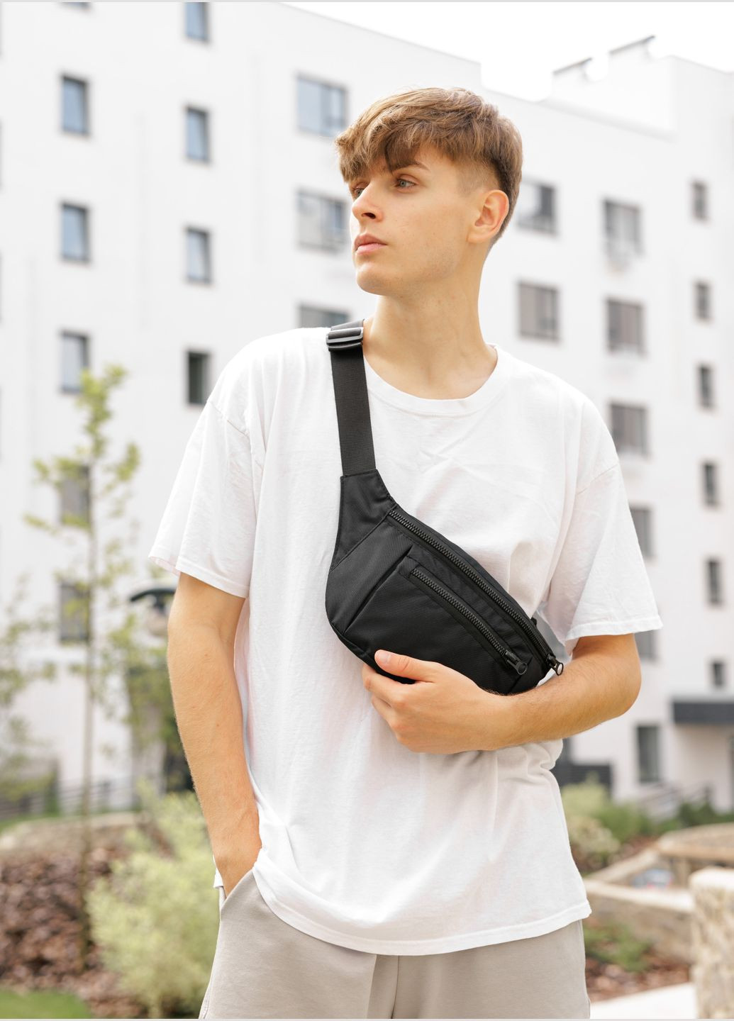 Сумка на пояс бананка Tirso LCH черный тканевый Sambag (325442985)