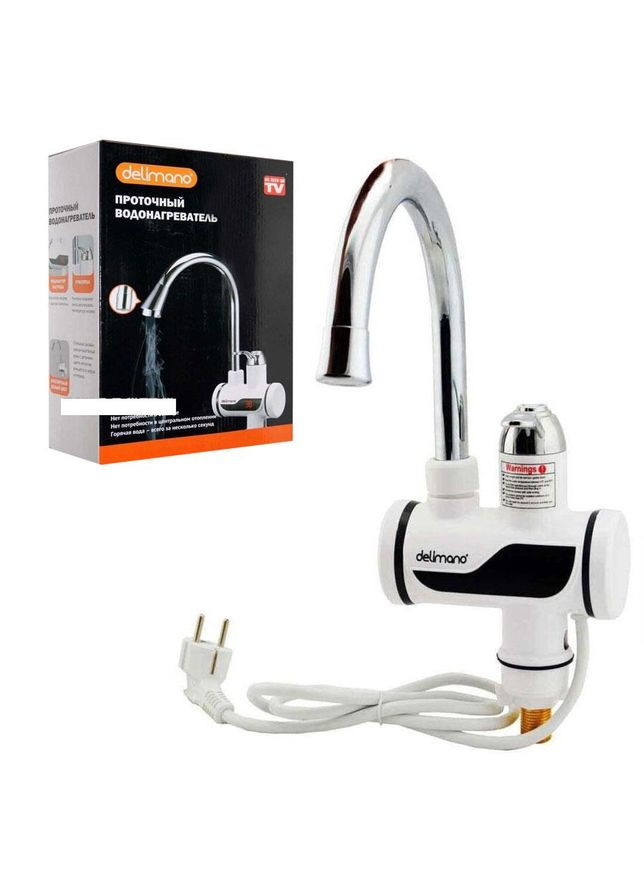 Кран- Водонагреватель Проточный 3000 Вт: Энергоэффективный Турбо-Поток/Электрический проточный водонагреватель/Кран Delimano (369940949)