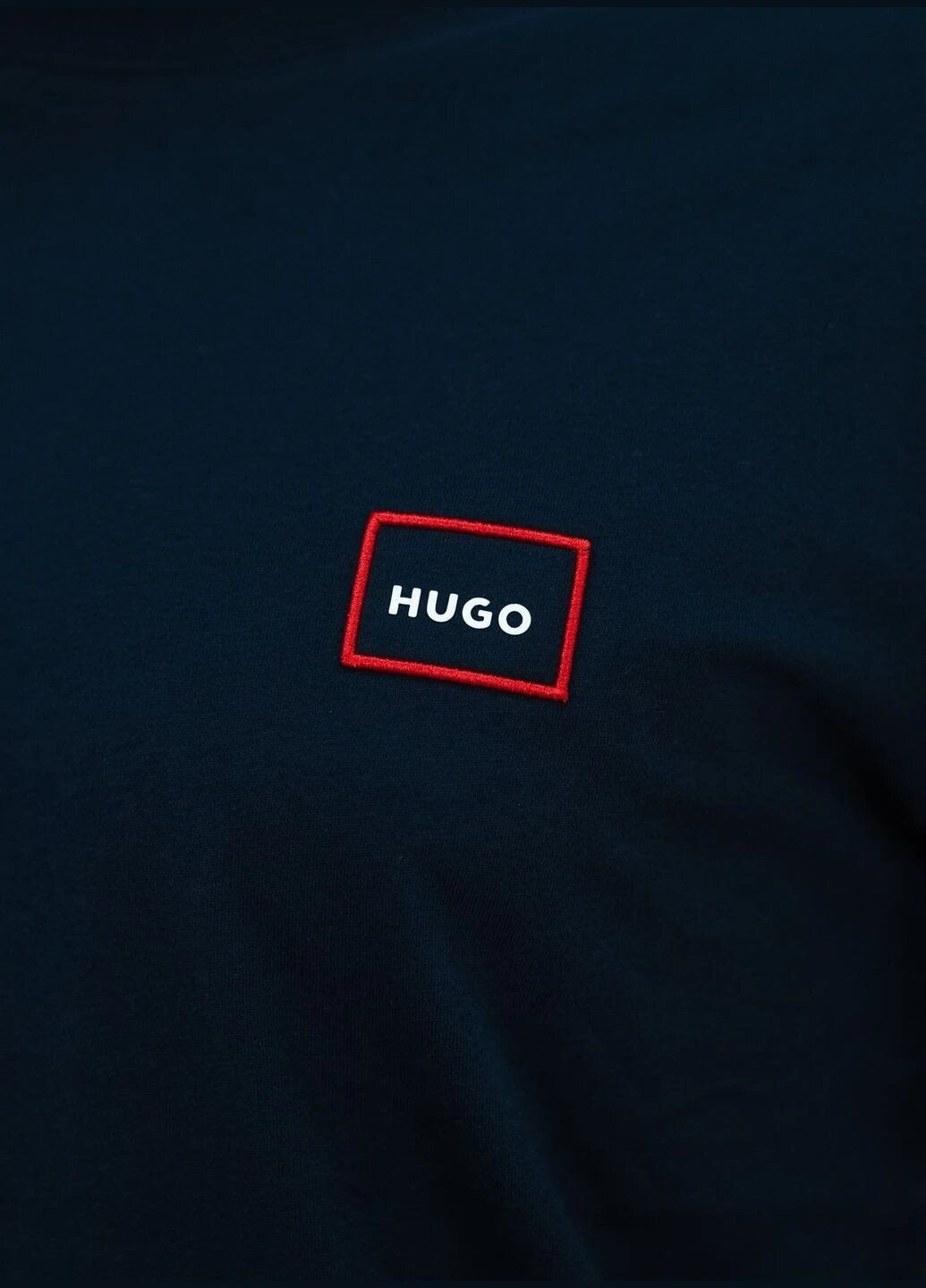 Темно-синяя футболка мужская с коротким рукавом Hugo Boss Logo Label Patch