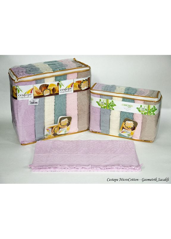 Набір рушників Cotton Delux Жакард - Geometrik Sacakli 50*90 (6 шт.) Cestepe комбінований