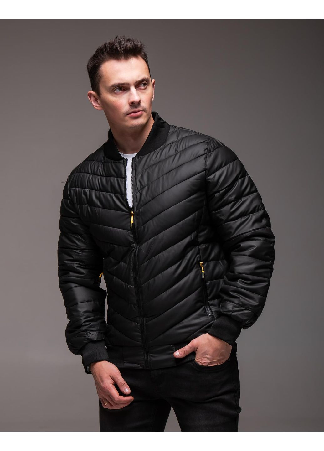 Куртка-бомбер мужская утепленная бейсбольный на молнии (359377972)