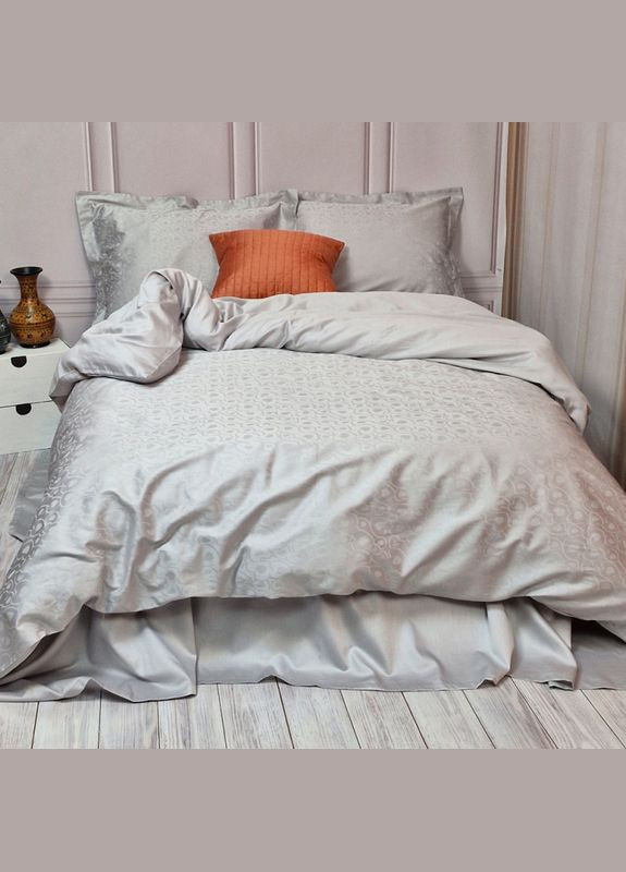 Постельное белье HEART Platinum Сатин жакард Двуспальное на резинке MERISET (306740199)