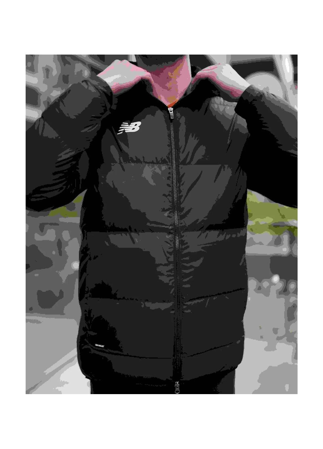 Черная мужской пуховик team base black mj031540bk New Balance