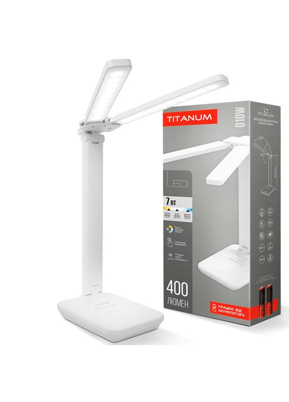 Подвійна акумуляторна настільна лампа TLTF-010W 7W з сенсорним управлінням, регулюванням яскравості і колірності Titanum (282313100)