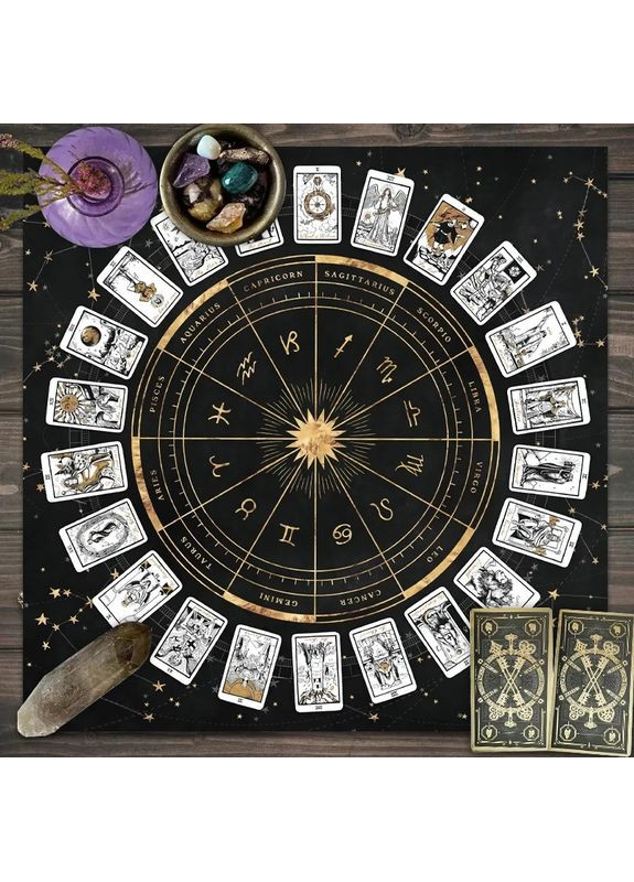 Скатерть для Таро с Зодиаком 49×49 см Мистический Аксессуар для Гаданий и Декора Zodiac Black No Brand (357490240)
