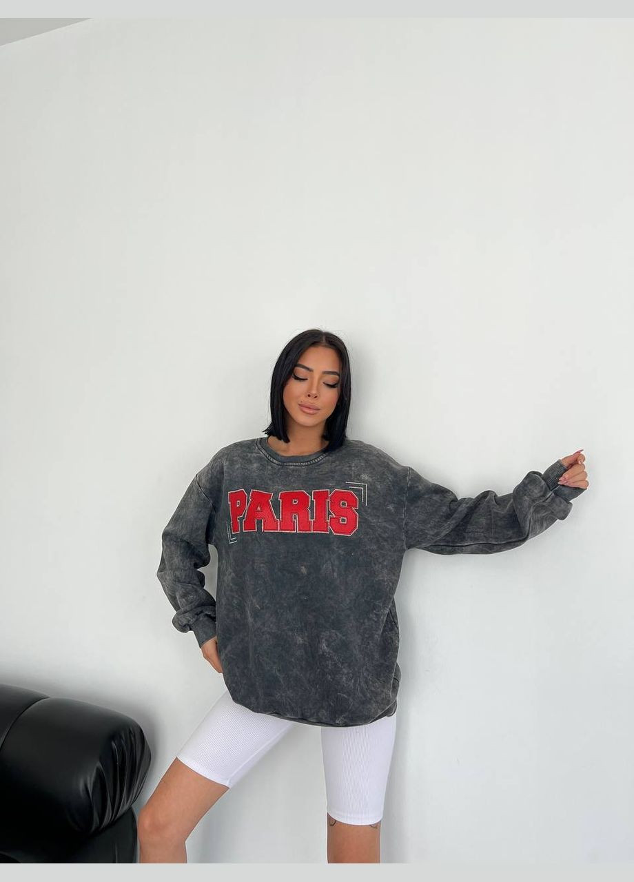 Серый теплый женский свитшот варка paris без капюшона You Best (301407557)