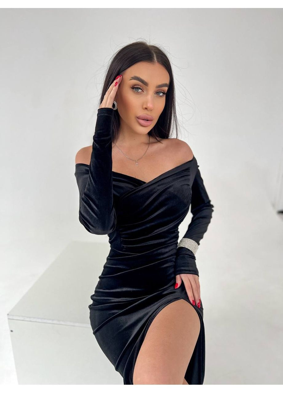 Чорна святковий, вечірня сукня No Brand однотонна