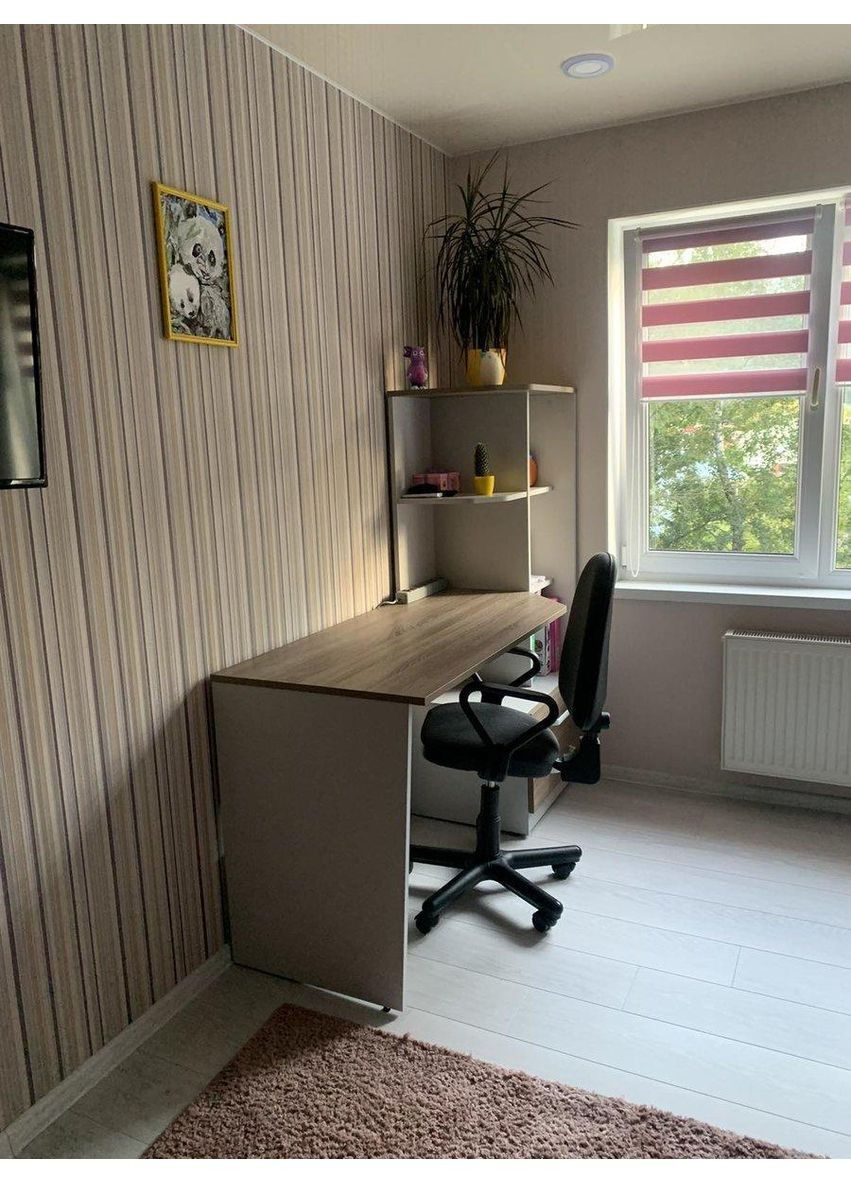 DEXTER R стіл письмовий 1586*1515 сірий уніколор/дуб сонома трюфель Intarsio (365461250)