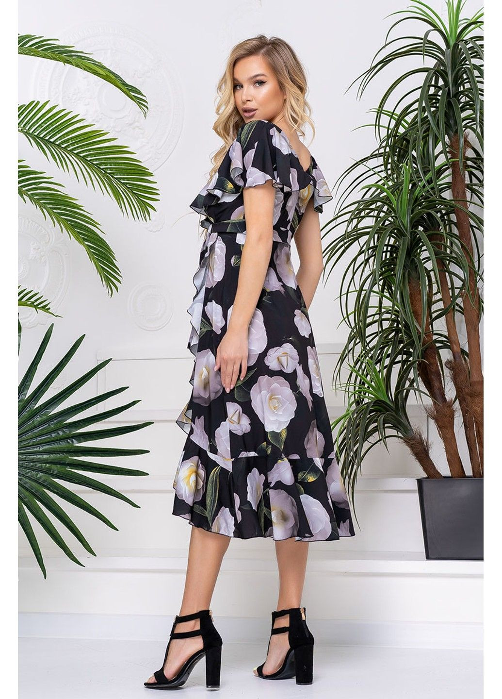 Черное летнее платье запах софт 20093 черное Tanita-Romario