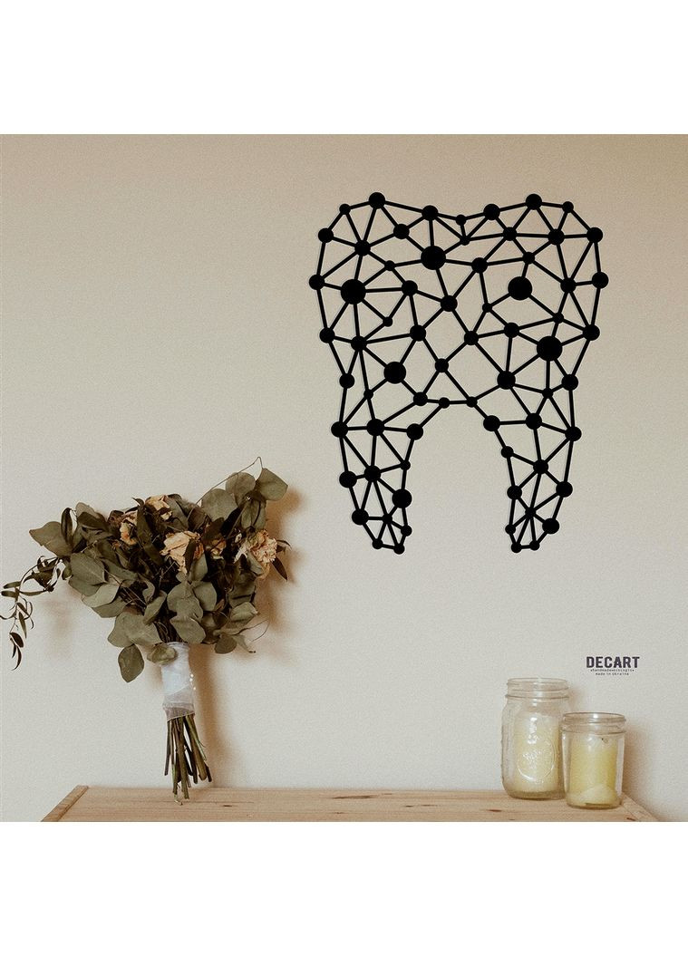 Декоративне панно на стіну Картина з натурального дерева - панно для стоматолога "Зуб" 70х59 см Decart (360610570)