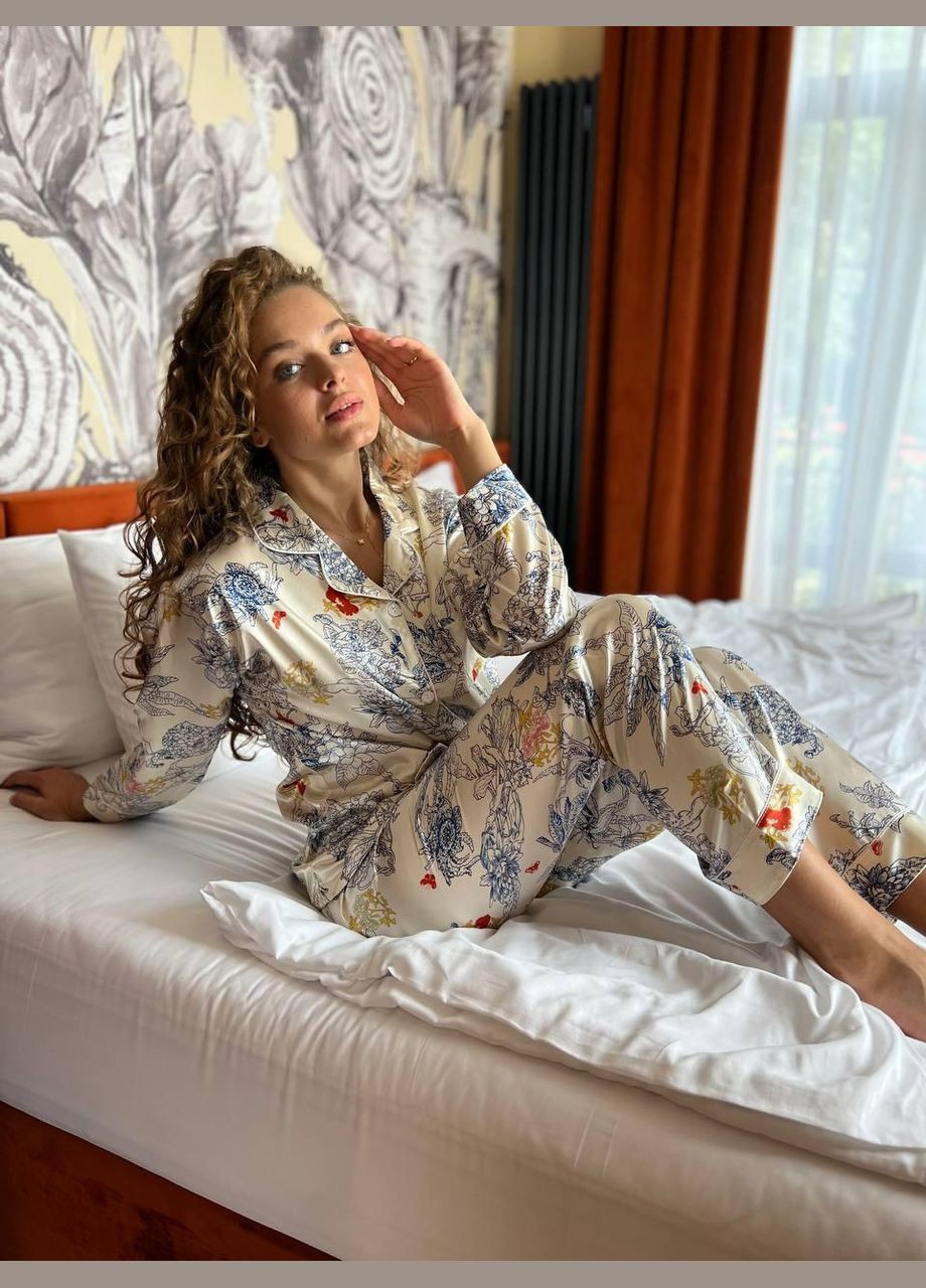 Комбинированная всесезон женская пижама 2477 (молочная) No Brand