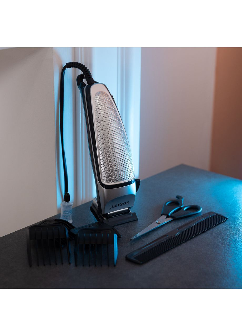 Машинка для стрижки волосся SK-4643 електрична універсальна 4 насадки Срібляста Sokany (370974611)